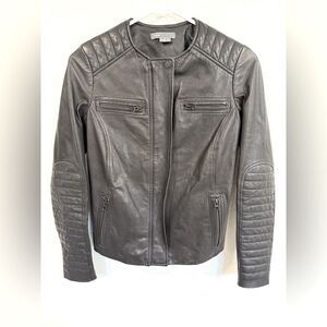 Vince Black Moto Leather Jacket Size XXS EUC